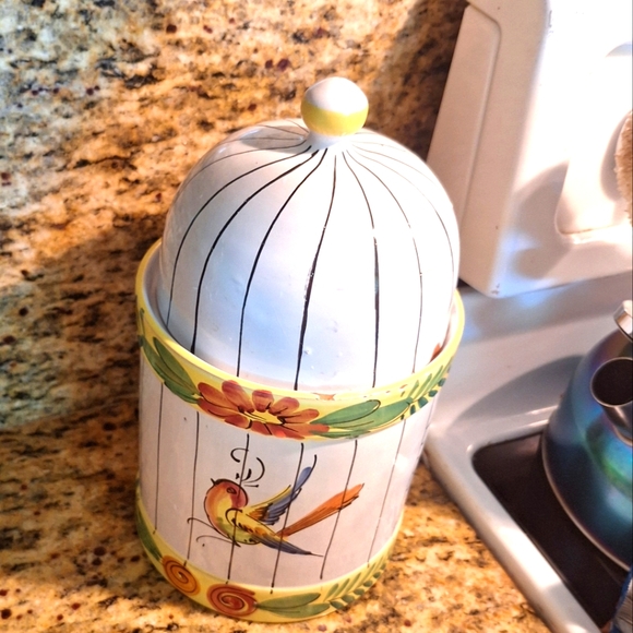 Italian Handpainted Biscuit canister - Picture 1 of 12